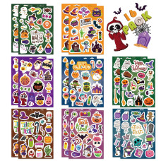 16 Sheets Halloween Stickers For Kids Halloween Theme Stickers Nonrepeating Halloween Goodie Bag Fillers Halloween Party Favors