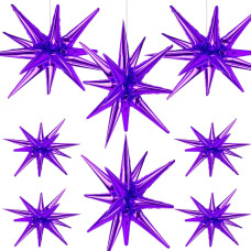 Cadeya 8 Pcs Star Balloons Huge Purple Explosion Star Aluminum Foil Balloons For Birthday Baby Shower Wedding Purple Party D