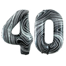 Goer Number 40 Balloons For 40Th Birthday Party Decorations 42 Inch Jumbo Foil Helium Balloons For 40Th Anniversary Marble Blac