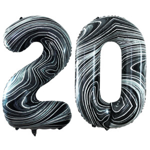 Goer Number 20 Balloons For 20Th Birthday Party Decorations 42 Inch Jumbo Foil Helium Balloons For 20Th Anniversary Marble Blac