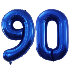 Goer Number 90 Balloons For 90Th Birthday Party Decorations 42 Inch Jumbo Foil Helium Balloons For 90Th Anniversary Blue