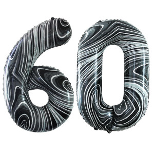 Goer Number 60 Balloons For 60Th Birthday Party Decorations 42 Inch Jumbo Foil Helium Balloons For 60Th Anniversary Marble Blac