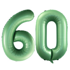 Goer Number 60 Balloons For 60Th Birthday Party Decorations 42 Inch Jumbo Foil Helium Balloons For 60Th Anniversary Sage Green