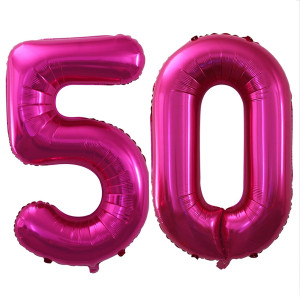 Goer Number 50 Balloons For 50Th Birthday Party Decorations 42 Inch Jumbo Foil Helium Balloons For 50Th Anniversary Bright Peac