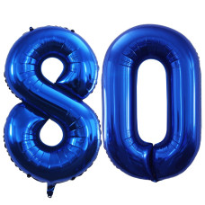 Goer Number 80 Balloons For 80Th Birthday Party Decorations 42 Inch Jumbo Foil Helium Balloons For 80Th Anniversary Blue