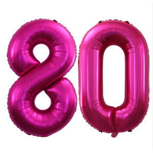 Goer Number 80 Balloons For 80Th Birthday Party Decorations 42 Inch Jumbo Foil Helium Balloons For 80Th Anniversary Bright Peac