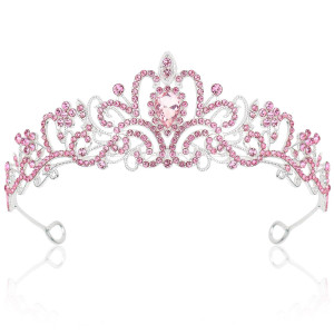 Cieher Pink Tiara Princess Crown Queen Crown Crystal Crowns For Women Crown For Birthday Prom Party Halloween Costume Cosplay P