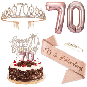 Agqrdkrc 70 Birthday Decorations For Women 70Th Birthday Gifts For Women Rose Gold Include 70Th Birthday Crown Birthday Queen S