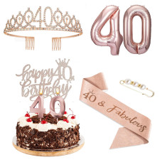 Agqrdkrc 40Th Birthday Decorations Women 40Th Birthday Gifts Women Rose Gold Include 40Th Birthday Crown 40Th Birthday Sash With