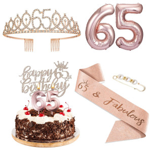 Agqrdkrc 65 Birthday Decorations For Women 65Th Birthday Gifts For Women Rose Gold Include 65Th Birthday Crown Birthday Queen S