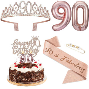 Agqrdkrc 90 Birthday Decorations For Women 90Th Birthday Gifts For Women Rose Gold Include 90Th Birthday Crown Birthday Queen S