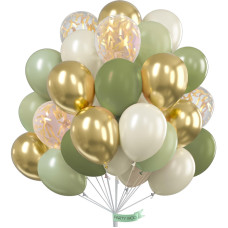 Partywoo Sage Green Balloons 100 Pcs 12 Inch Pack Of White Sand Balloons Avocado Green Balloons Sage Green Balloons And Gold