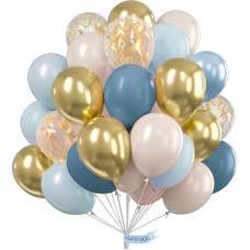 Partywoo Dusty Blue Balloons 100 Pcs 12 Inch Pack Of White Sand Balloons Pale Aqua Balloons Greenish Blue Balloons And Silver