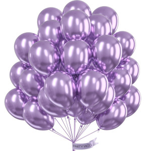 Partywoo Metallic Light Purple Balloons 50 Pcs 12 Inch Metallic Purple Balloons Purple Metallic Balloons For Balloon Garland O