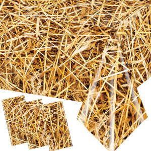 Pymurod 3Pcs Straw Tablecovers Farm Hay Tablecloth Starw Hay Bales Decoration For Table Western Cowboy Theme Birthday Party Deco