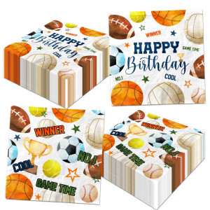 Sports Themed Party Decorations 40Pcs Sports Party Napkins All Star Sports Paper Napkins Basketball Football Baseball Soccer B