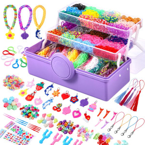 18500 Bracelet Making Kit Rubber Band 26 Colors Rainbow Rubber Band Bracelet Includes 800 Pcs Glowinthedark Rubber Bands R