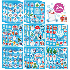 330 Pcs Winter Stickers For Kids Winter Holiday Stickers With Santa Claus Snowman Christmas Tree Penguin Hello Winter Snowflake