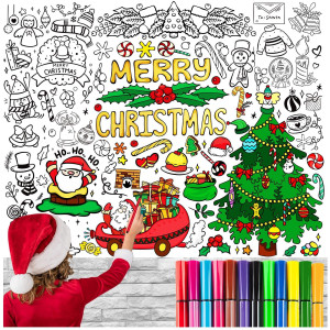 Kvcsyaw Christmas Giant Coloring Poster For Kids 394 X 315 Inch Happy Christmas Jumbo Coloring Poster With Tree Huge Colorin