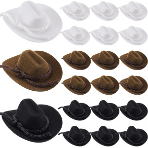 24 Pcs Mini Cowgirl Hat Cowboy Miniature Hat Western Wedding Doll Hats For Birthday Decorations Favors 2 Inch Black White Br