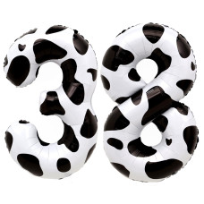 40 Inch Cow Print 38 Number Balloons Giant Jumbo Huge 83 Foil Mylar Helium Number Digital Balloons Dark Blue 38Th Birthday Ballo