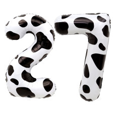 Giant Numbers 27 Balloon 40 Inch Cow Print Number 27 Balloons For 27Th Birthday Decorations For Women 27 Birthday Balloons For G