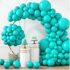 Rubfac 129Pcs Teal Blue Balloons Different Sizes 18 12 10 5 Inch Latex Turquoise Teal Balloon Garland Arch For Party Decoration