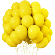 Rubfac 120Pcs Lemon Yellow Balloons 12 Inches Latex Balloons Matte Yellow Balloons For Birthday Baby Shower Graduation Annivers