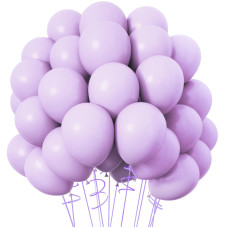 Rubfac 120Pcs Pastel Purple Balloons 12 Inches Latex Balloons Matte Light Purple Balloons For Birthday Baby Shower Graduation A