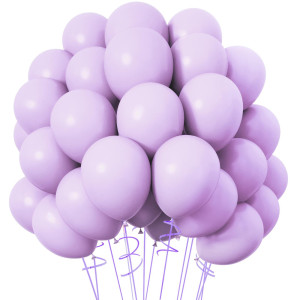 Rubfac 120Pcs Pastel Purple Balloons 12 Inches Latex Balloons Matte Light Purple Balloons For Birthday Baby Shower Graduation A