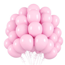 Rubfac 120Pcs Pastel Pink Balloons 12 Inches Latex Balloons Matte Light Pink Balloons For Birthday Baby Shower Graduation Anniv