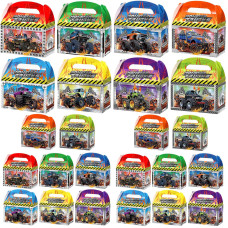 Zonon 24 Pcs Truck Party Favor Bags Racing Car Party Treat Boxes Truck Treat Party Supplies Favor Box For Holiday Birthday Theme