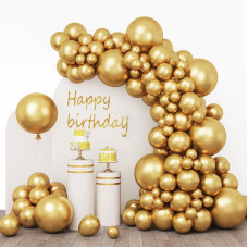 Rubfac 110Pcs Metallic Gold Balloons Latex Balloons Different Sizes 18 12 10 5 Inch Party Balloon Kit For Birthday Party Graduat