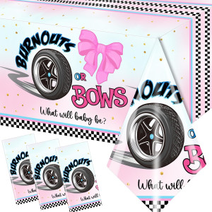 Pymurod 3Pcs Burnouts Or Bows Gender Reveal Tablecloths He Or She Table Covers Burnouts Or Bows Gender Reveal Decorations For Bo