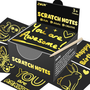 Zmlm Scratch Christmas Stocking Stuffer Gifts 165 Gold Magic Scratch Paper Art Mini Notes Cards For Kids Artcarft Bulk Party