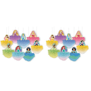 Amscan Disney Princesses Hanging Fluffy Decorations Assorted Design 8 Pcs Pack Of 2