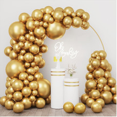 Rubfac 154Pcs Gold Balloons Different Sizes 18 12 10 5 Inches For Garland Arch Chrome Metallic Gold Balloons For Birthday Baby