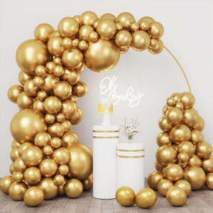 Rubfac 154Pcs Gold Balloons Different Sizes 18 12 10 5 Inches For Garland Arch Chrome Metallic Gold Balloons For Birthday Baby