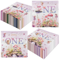 Fairy First Birthday Decorations40Pcs Fairy One Napkins Flower Little Fairy Is Turning One Paper Napkins Fairy Dinner Napkins