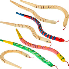 Bbto 30 Pieces Wooden Snake Unfinished Wooden Wiggly Snake Jointed Flexible Wooden Snake With 12 Colors Acrylic Craft Paint And