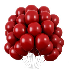 Rubfac 120Pcs Ruby Red Balloons 12 Inches Dark Red Balloons Matte Latex Balloons For Birthday Valentines Day Graduation Annive