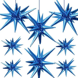 8 Pcs Star Balloons Huge Blue Explosion Star Aluminum Foil Balloons For Birthday Baby Shower Graduation Blue Party Decoratio