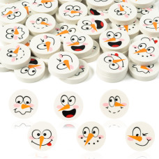 Yopyame 60Pcs Winter Snowman Face Mini Erasers For Kids Bulk Assorted Novelty Pencil Eraser Cute Puzzle Erasers Desk Pet Classro