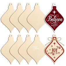 Large Christmas Wooden Ornaments To Paint 10Pcs Diy Blank Unfinished Bell Wood Cutout Ornament For Crafts Hanging Decorations