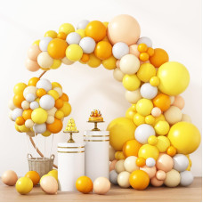 Rubfac 129Pcs Yellow Series Balloon Different Sizes Pack Of 18 12 10 5 Inch For Orange Yellow Balloons Garland Arch Extra Large