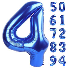 Navy Blue 4 Balloon Number Balloon 40 Inch 4Th Blue Party Decorations Four Large Numbers For Party Decor Number 4 Balloon