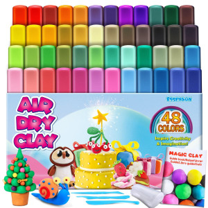 Essenson Magic Clay Air Dry Clay 48 Colors Modeling Clay For Kids With Tools Toys Gifts For Age 3 4 5 6 7 8 Years Old Boys