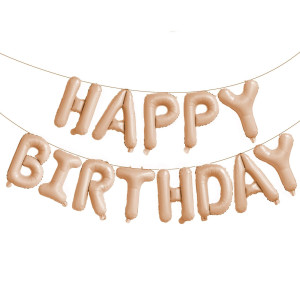 Beige Happy Birthday Balloons Banner 16 Inch Mylar Foil Letters Sign Reusable Balloons For Women Men Boys Girls Birthday Dec