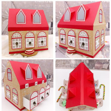 Alinacutle 1Set 3D Villa House Gift Box Dies Metal Cutting Die Cut For Christmas Advent Calendar Boxes With Drawers And Numbers