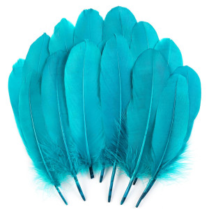 Tharaht 120Pcs Teal Goose Feathers Natural Bulk 68 Inch 1520Cm For Crafts Diy Cosplay Wedding Party Halloween Decoration Goose